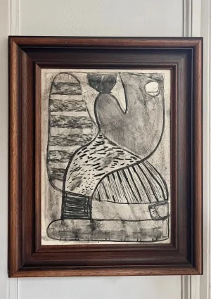 The Oblist Abstract Drawing in Charcoal | Living Room