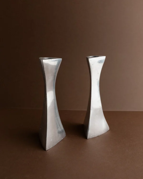 The Oblist 2 Aluminium Candleholders 80s | Vintage Candle Holders | Candles & Holders