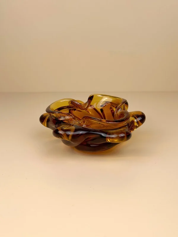 The Oblist Amber coloured Bohemian ashtray 70s | Ashtray