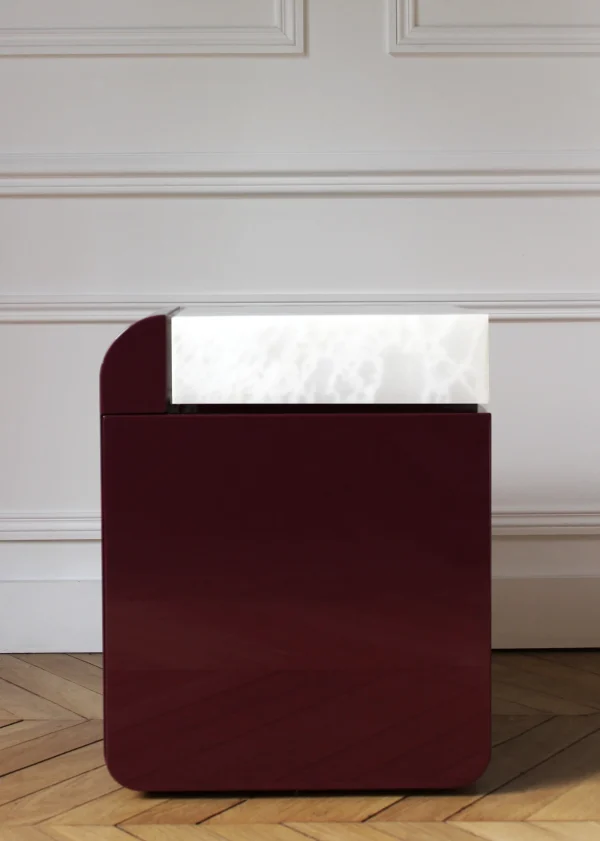 The Oblist Amo Bordeaux and White Onyx Table | Coffee & End Tables | End Tables