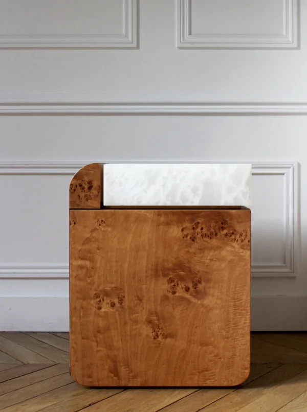 The Oblist Amo Burl Wood and White Onyx Side Table | Coffee & End Tables | End Tables