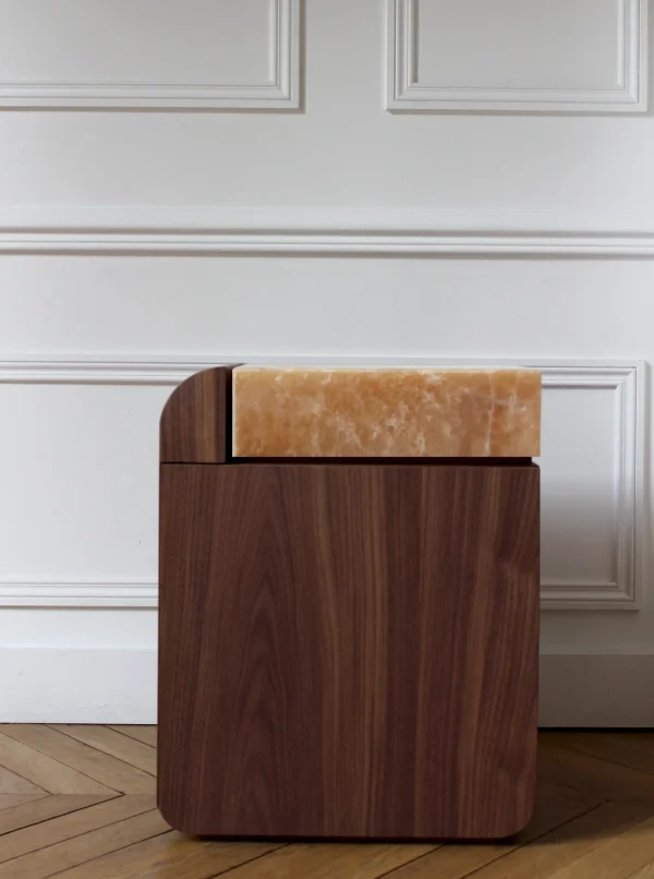 The Oblist Amo Noyer Wood and Honey Onyx Side Table | Coffee & End Tables | End Tables