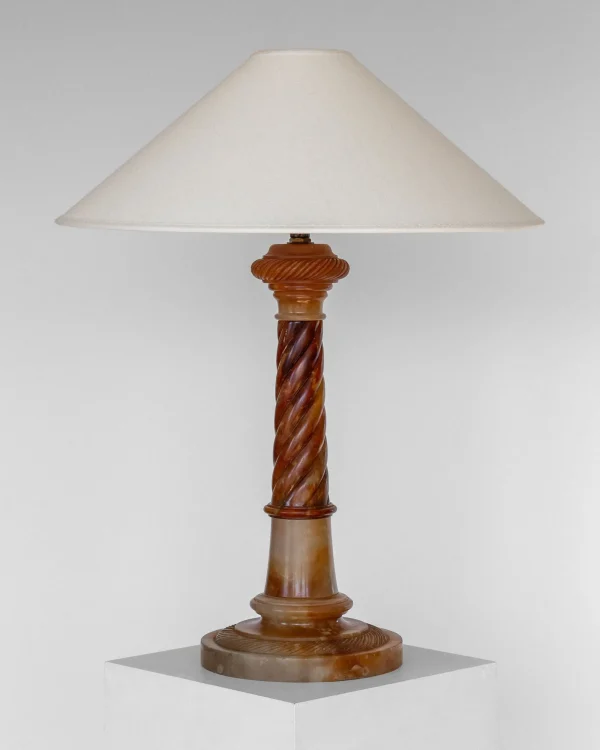 The Oblist Antique Alabaster Table Lamp, C. 1900 | Table Lamp | Living Room