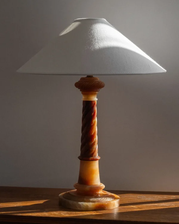 The Oblist Antique Alabaster Table Lamp, C. 1900 | Table Lamp | Living Room