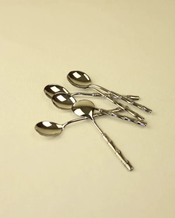 The Oblist Bamboo Silver-Plated Spoons | Vintage Tableware | Cutlery