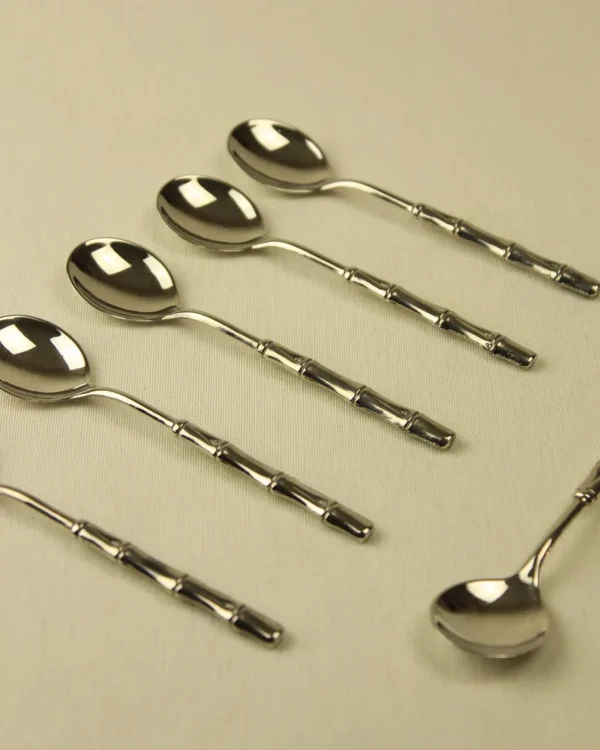 The Oblist Bamboo Silver-Plated Spoons | Vintage Tableware | Cutlery