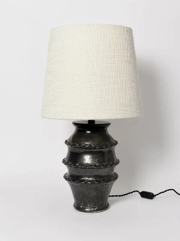 The Oblist Black Glazed Ceramic Table Lamp | Table Lamp | Bedroom