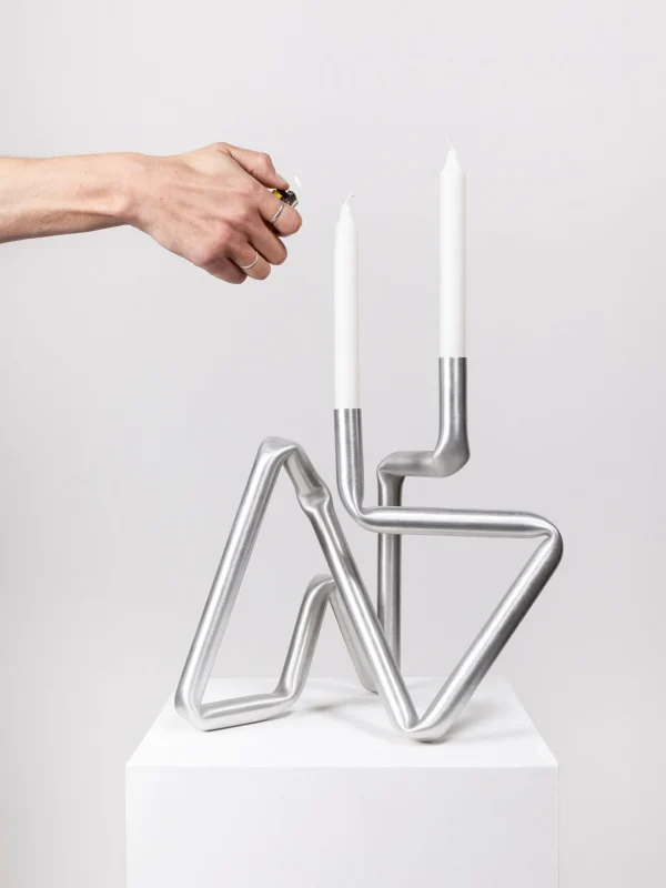 The Oblist Bucati Candle Holder (brushed aluminium) | Candles & Holders | Dining Room