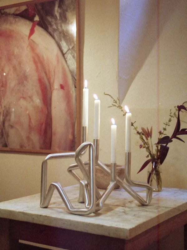 The Oblist Bucati Candle Holder (brushed aluminium) | Candles & Holders | Dining Room