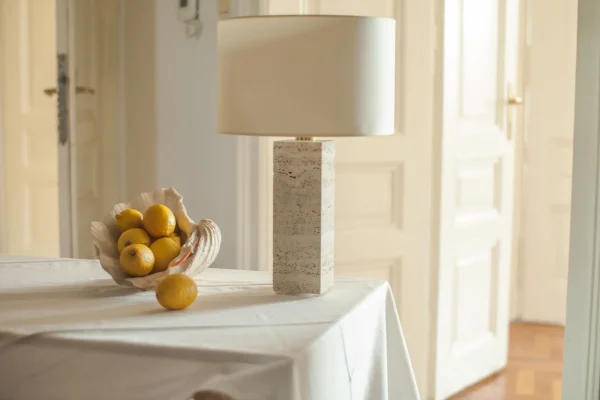 The Oblist Capri Travertine table lamp 1 | Table Lamp