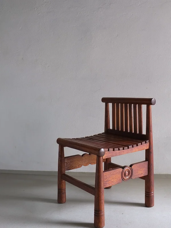 The Oblist Carved Oak Low Back Chair | France | 1960s | Vintage Furniture | Chair