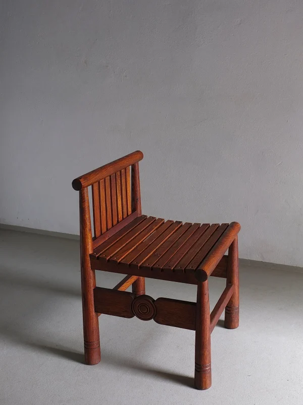 The Oblist Carved Oak Low Back Chair | France | 1960s | Vintage Furniture | Chair