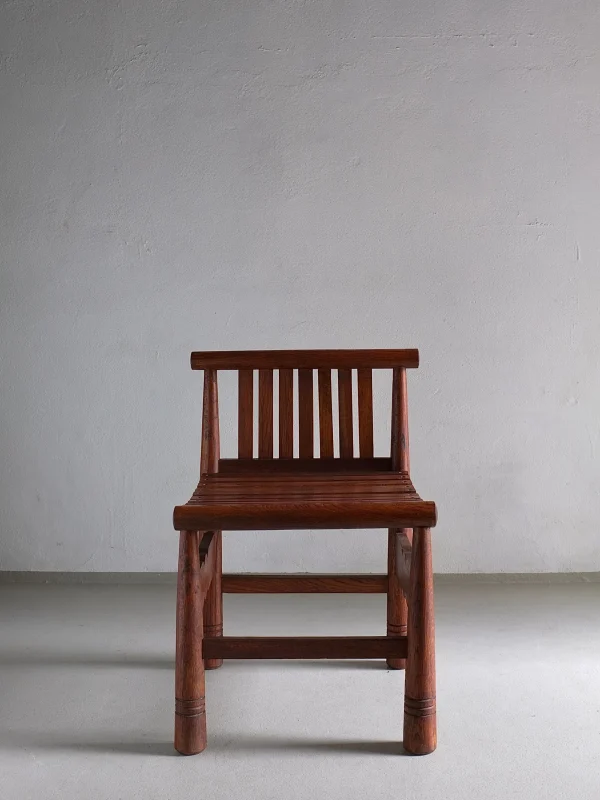 The Oblist Carved Oak Low Back Chair | France | 1960s | Vintage Furniture | Chair