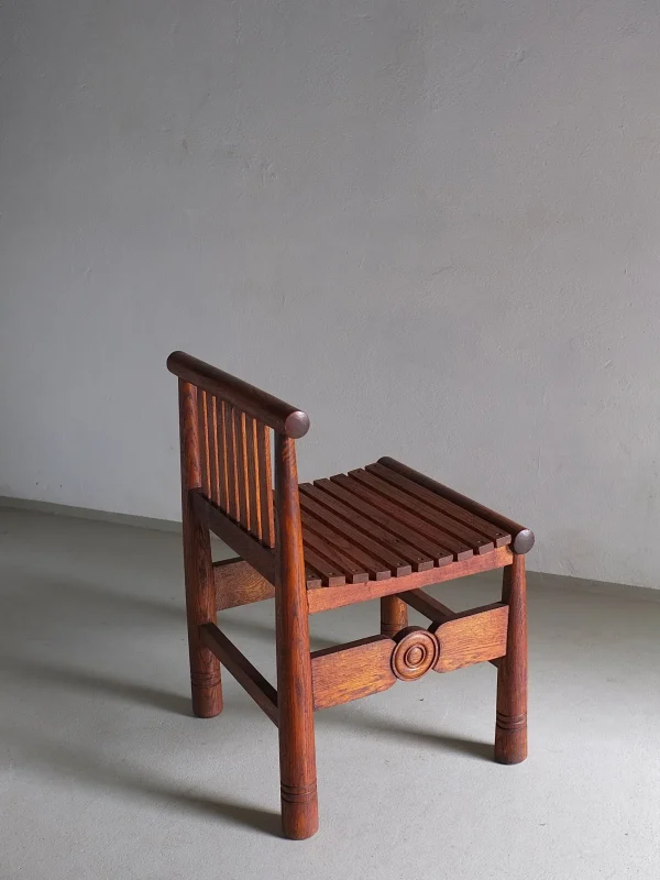 The Oblist Carved Oak Low Back Chair | France | 1960s | Vintage Furniture | Chair