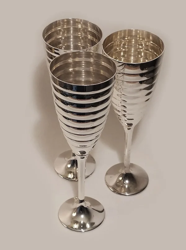 The Oblist 6 Champagne glasses in silver-plated metal | Vintage Tableware | Glasses