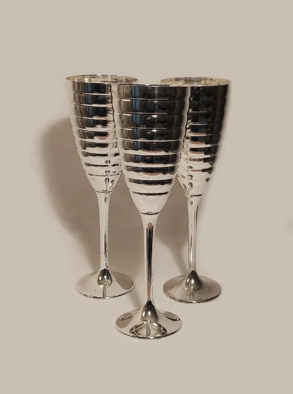 The Oblist 6 Champagne glasses in silver-plated metal | Vintage Tableware | Glasses