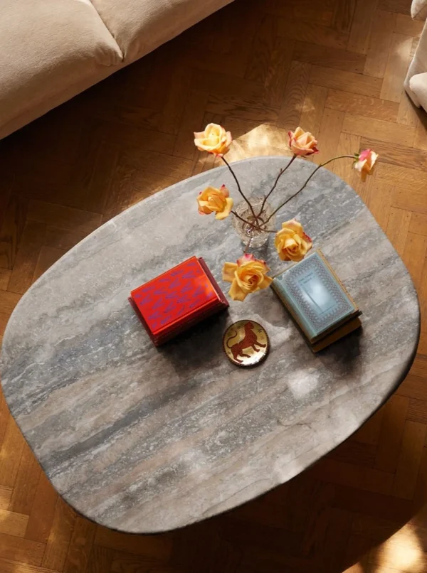 The Oblist Circa Coffee Table in Silver Travertine | Coffee & End Tables | End Tables