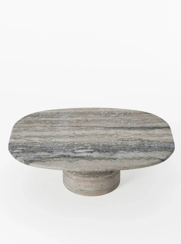 The Oblist Circa Coffee Table in Silver Travertine | Coffee & End Tables | End Tables