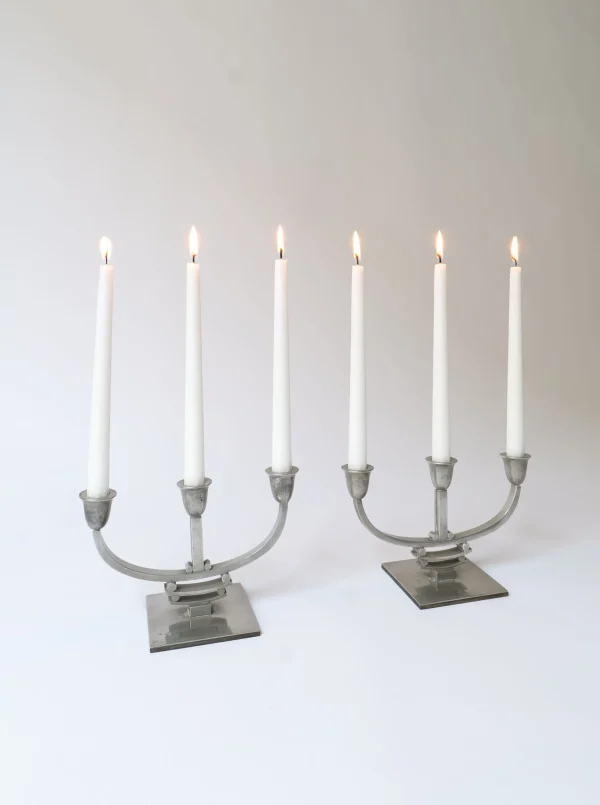 The Oblist Deco Pewter Candle Holders 1930s | Vintage Candle Holders | Candles & Holders