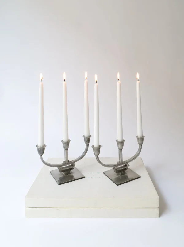 The Oblist Deco Pewter Candle Holders 1930s | Vintage Candle Holders | Candles & Holders