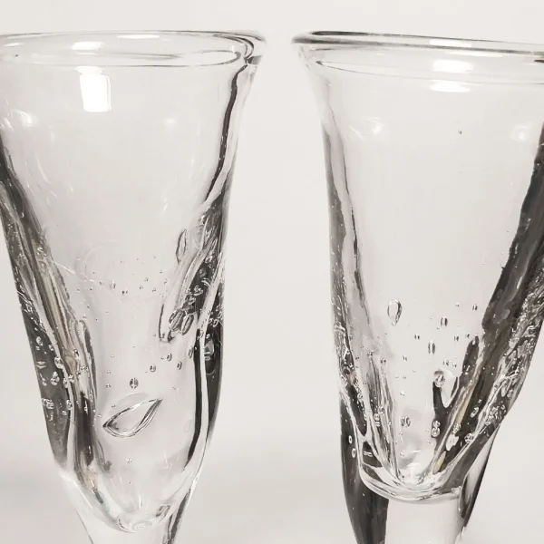 The Oblist Duo of Bubble Glass Champagne Flutes | Vintage Tableware | Glasses