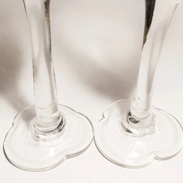 The Oblist Duo of Bubble Glass Champagne Flutes | Vintage Tableware | Glasses