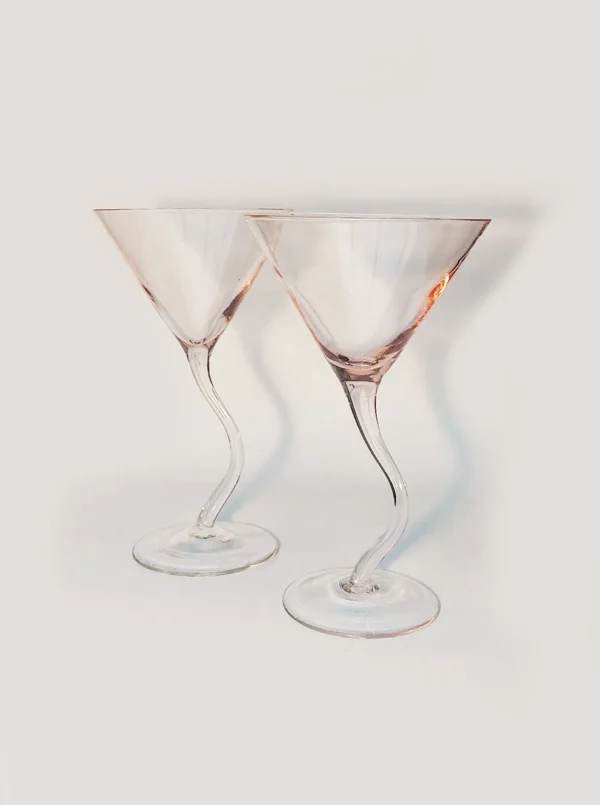 The Oblist Duo of Wavy Cocktails Glasses | Vintage Tableware | Glasses