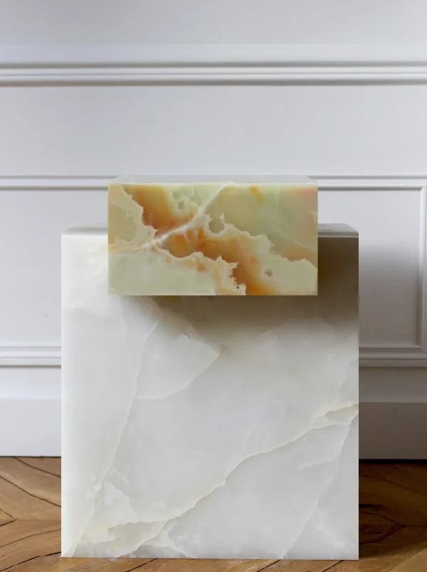 The Oblist Gaia White and Green Onyx - Marble Coffee Table | Coffee & End Tables | End Tables