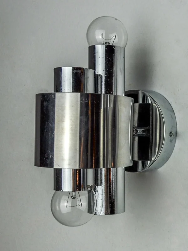 The Oblist Geometric Chromed Sconce, Italy, 1970 | Wall Light