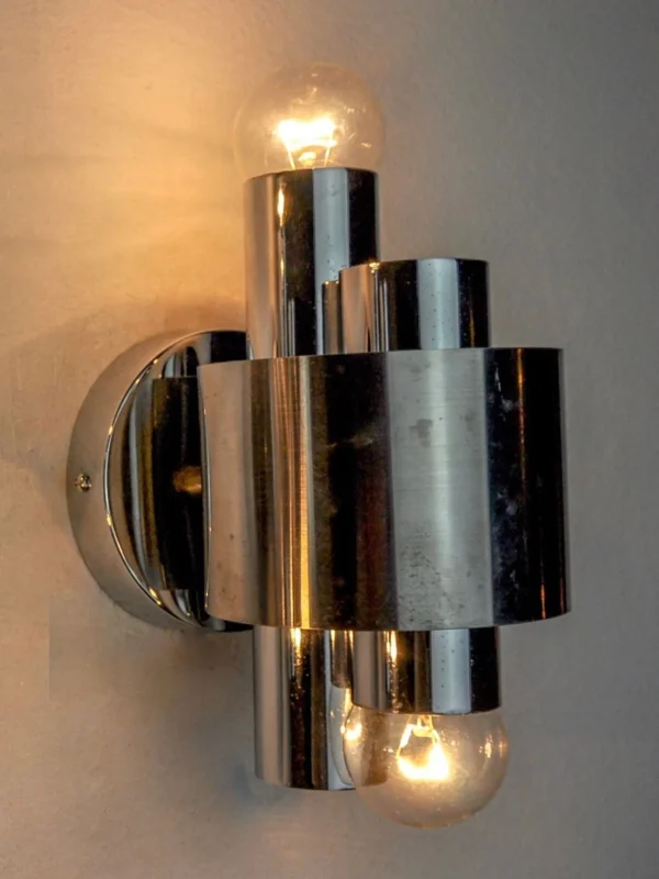 The Oblist Geometric Chromed Sconce, Italy, 1970 | Wall Light