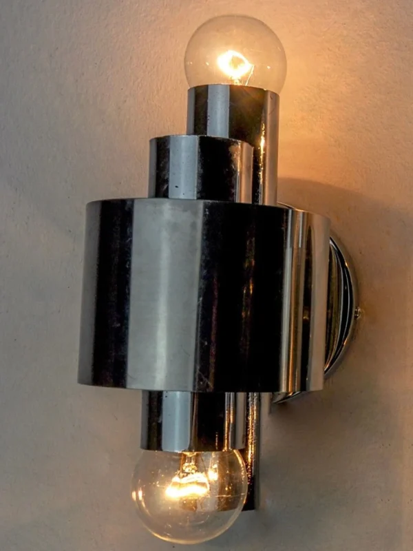 The Oblist Geometric Chromed Sconce, Italy, 1970 | Wall Light