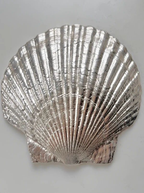 The Oblist Hand Sculpted Silver Plated Clam Shell Plate | Decorative Dishes | Decorative Dishes