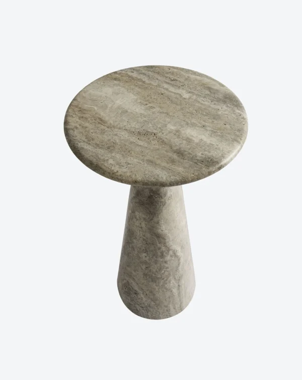 The Oblist Juno Tall Travertine Side Table | Low Side Table | Coffee & End Tables