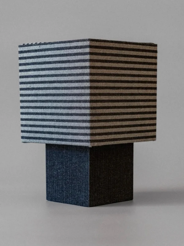 The Oblist La Petite Boîte - Striped Denim Table Lamp | Table Lamp | Bedroom