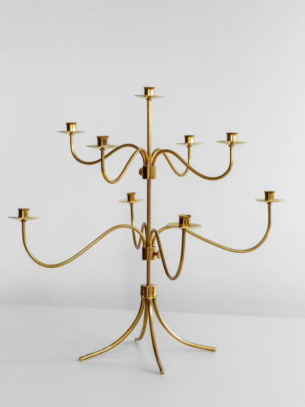 The Oblist Large Mid-Century Brass Candelabra | Vintage Candle Holders | Candles & Holders