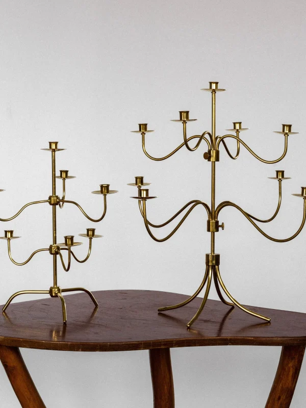 The Oblist Large Mid-Century Brass Candelabra | Vintage Candle Holders | Candles & Holders