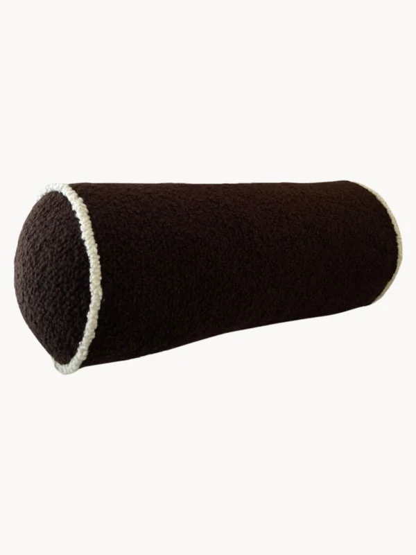 The Oblist Le Cylindre - Passepoil - Wool Bouclé - Chocolate/Egg White | Decorative Cushions | Living Room