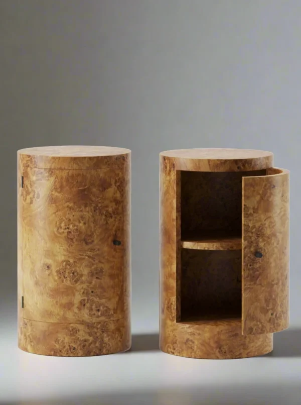 The Oblist Pair of Constant Nightstand in Poplar Burl | Nightstand | Bedroom