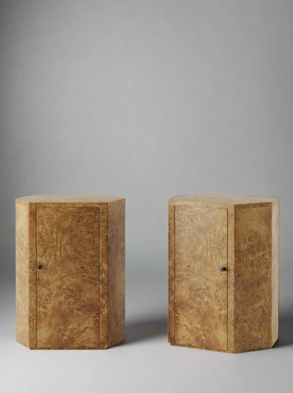 The Oblist Pair of Park Night Stands in Poplar Burl | Nightstand | Bedroom