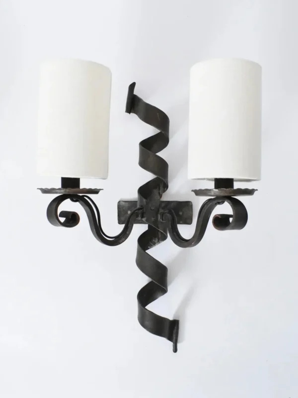 The Oblist Pair of Ribbon Iron Wall Sconces, 1950s | Living Room