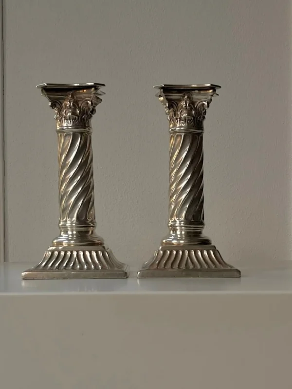 The Oblist Pair of Silver Victorian Candleholders | Vintage Candle Holders | Candles & Holders