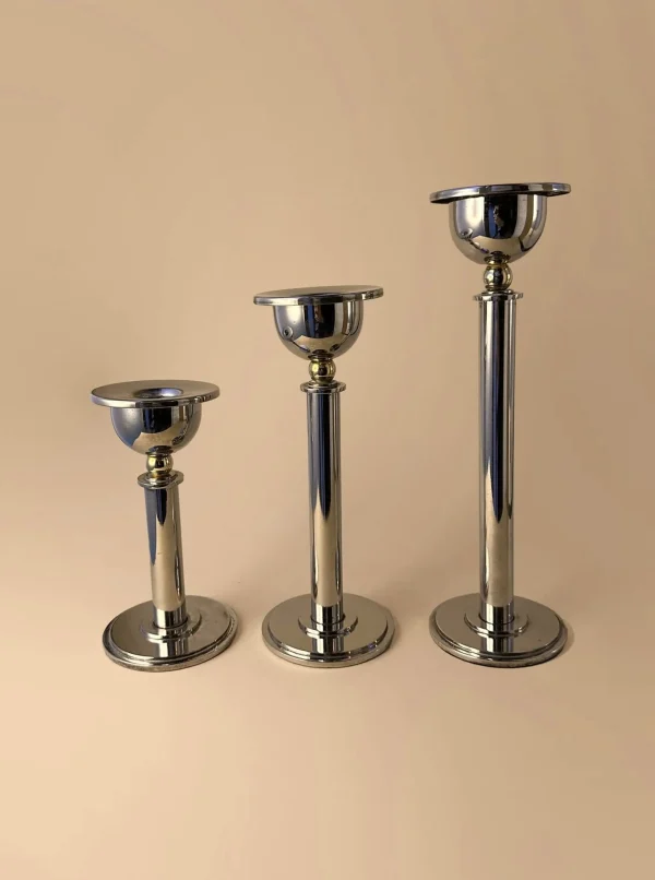 The Oblist Postmodern Silver Candle Holders 80s | Vintage Candle Holders | Candles & Holders