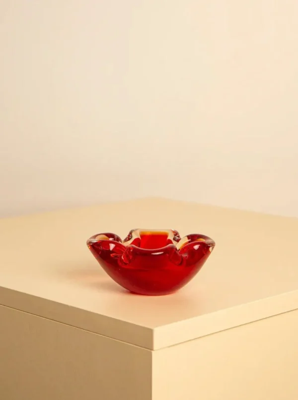 The Oblist Red Murano Glass "Fleur" Vide Poche 60's | Vide Poches | Home Office