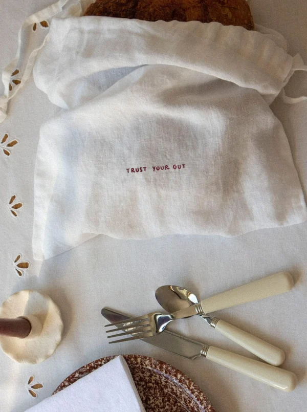 The Oblist Reusable Linen Produce Bag 'Trust Your Gut' | Serveware | Dining Room