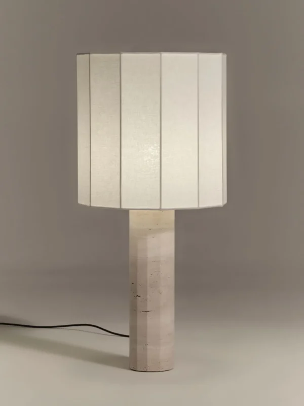 The Oblist Roma II Dodecagon White Travertine | Table Lamp | Home Office