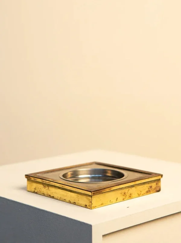 The Oblist 60's Silver and Gold-Plated Metal Square Tray | Ashtray