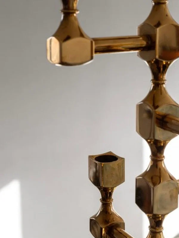 The Oblist Sculptural Brass Chandelier | Vintage Candle Holders | Candles & Holders