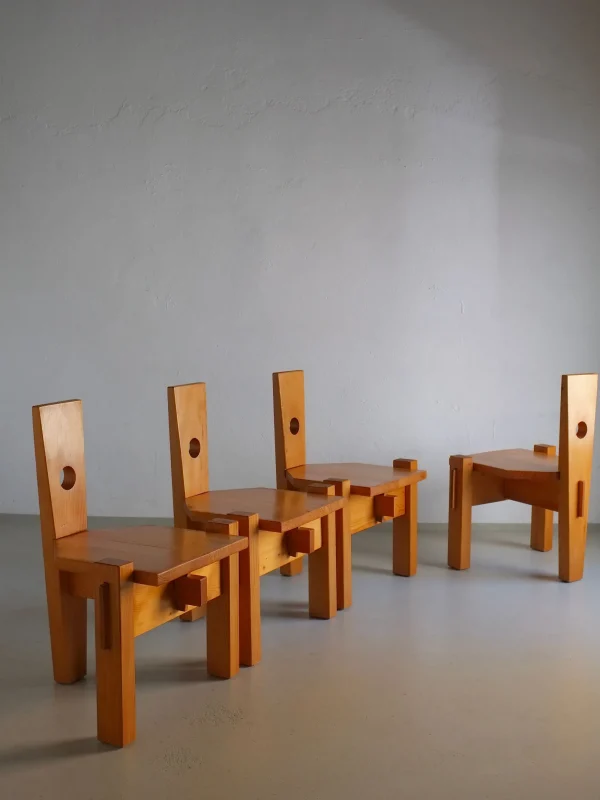 The Oblist 4 Sculptural Pine Chairs by Erwin Egel 1960s | Vintage Furniture | Chair