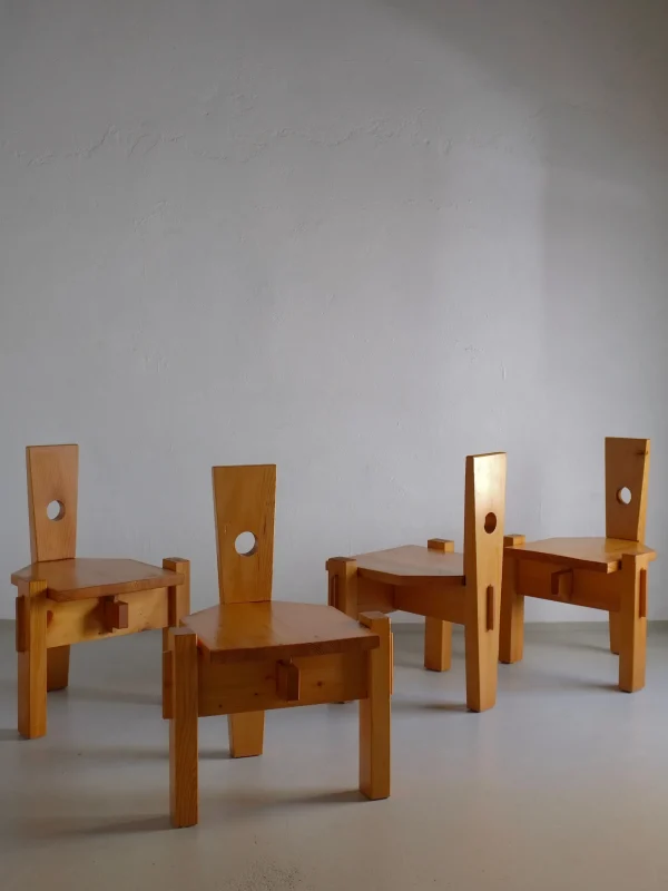 The Oblist 4 Sculptural Pine Chairs by Erwin Egel 1960s | Vintage Furniture | Chair