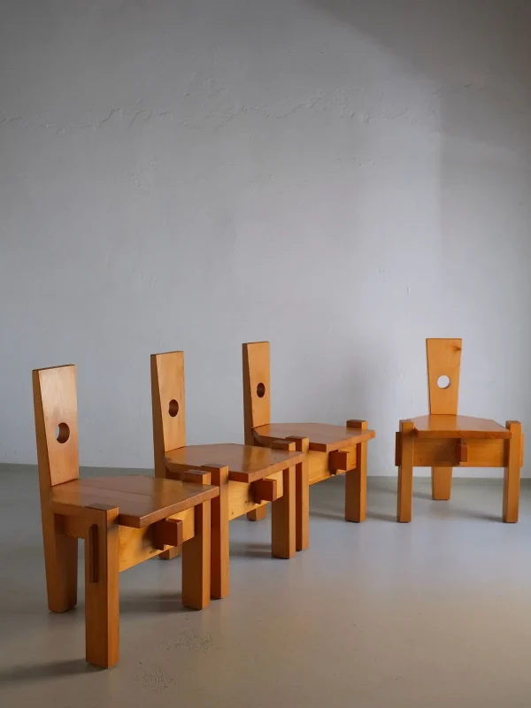 The Oblist 4 Sculptural Pine Chairs by Erwin Egel 1960s | Vintage Furniture | Chair